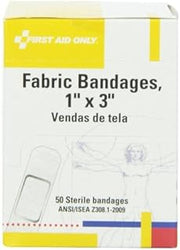 FABRIC BANDAGE 1"X3"BX50 by FIRST AID ONLY MfrPartNo G-121