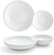 Front of the House DBO122WHP23 Harmony bento Duo Plate, 1" Height, 4" Width, 6.5" Length, Porcelain (Pack of 12)
