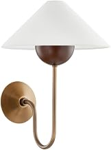 Troy Lighting Evan 16" Wall Light | Patina Brass Finish | Walnut Wood Bobeche | White Linen Shade | Modern 1-Light Wall Sconce | Made of Steel, Wood and Fabric | 11.75"W x 16"H x 12.5"E | B4716-PBR