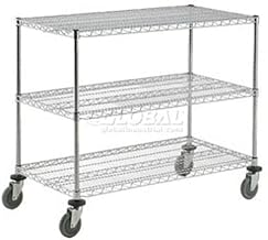Nexel Adjustable Chrome Wire Shelf Cart, 3 Shelves, 800 Lb. Capacity, 48" L x 18" W x 40" H