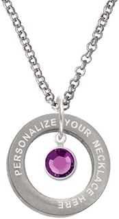 Crystal Purple Channel Drop Custom Engraved Affirmation Ring Necklace