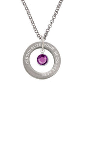 Crystal Purple Channel Drop Custom Engraved Affirmation Ring Necklace by Delight Jewelry – Crystal, purple, Model 1703-NAF-F1622-C6506-F2409-CUSTOM