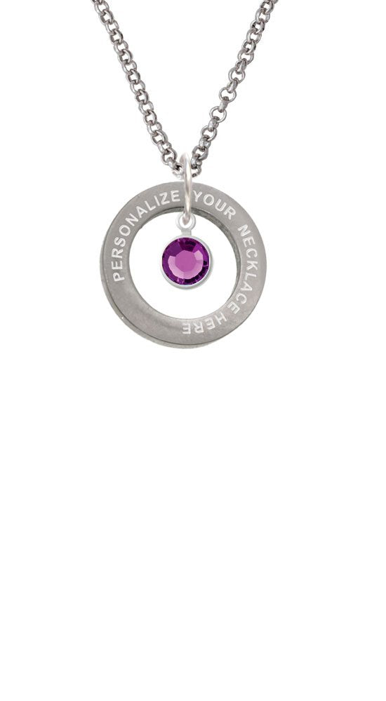 Crystal Purple Channel Drop Custom Engraved Affirmation Ring Necklace by Delight Jewelry – Crystal, purple, Model 1703-NAF-F1622-C6506-F2409-CUSTOM