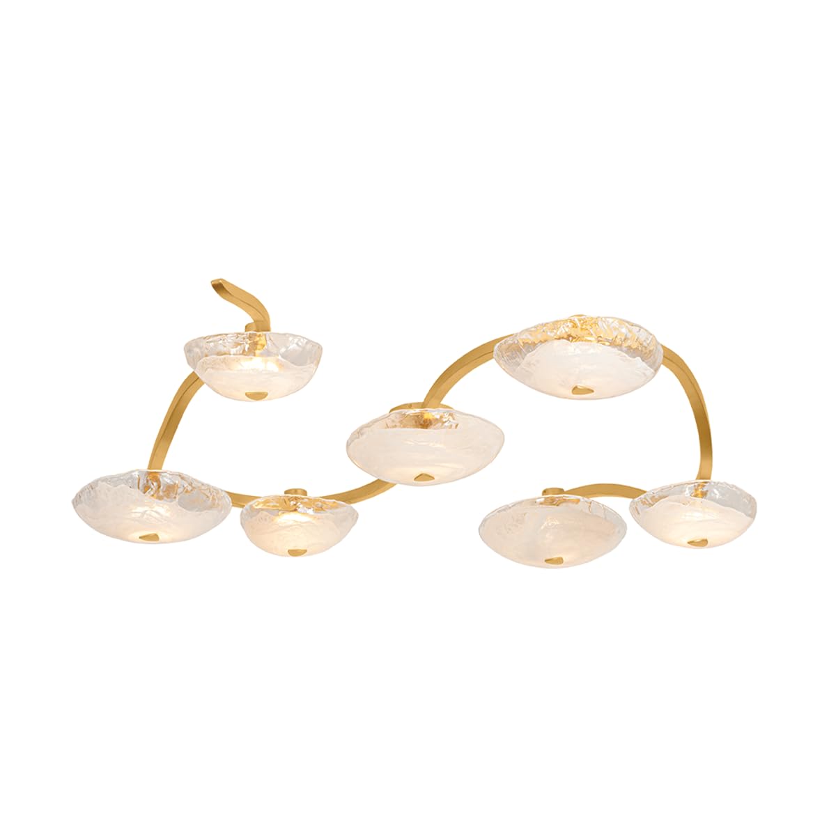 Kune 7-Light Semi Flush | Natural & Vogue Style | Vintage Gold Leaf Finish | Made of Steel & Glass | Damp-Rated for Bathroom Use | 68.75" Dia x 10.5" H | -VGL by Corbett Lighting