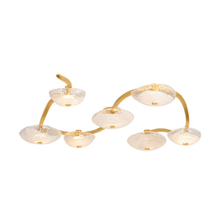 Kune 7-Light Semi Flush | Natural & Vogue Style | Vintage Gold Leaf Finish | Made of Steel & Glass | Damp-Rated for Bathroom Use | 68.75" Dia x 10.5" H | -VGL by Corbett Lighting