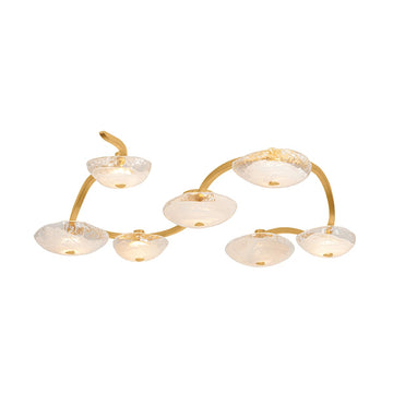 Kune 7-Light Semi Flush | Natural & Vogue Style | Vintage Gold Leaf Finish | Made of Steel & Glass | Damp-Rated for Bathroom Use | 68.75" Dia x 10.5" H | -VGL by Corbett Lighting