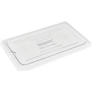 Full-Size Clear Polycarbonate Notched Food Pan Cover w/Handle - 20 7/8" L x 12 4/5" W by HUBERT – Polycarbonate (PC), Clear, Model 107006