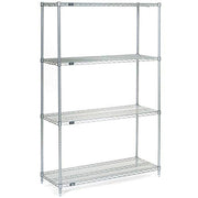 4 Tier Wire Shelving Starter Unit by Nexel – Stainless Steel, Multi Color, Model 14367S