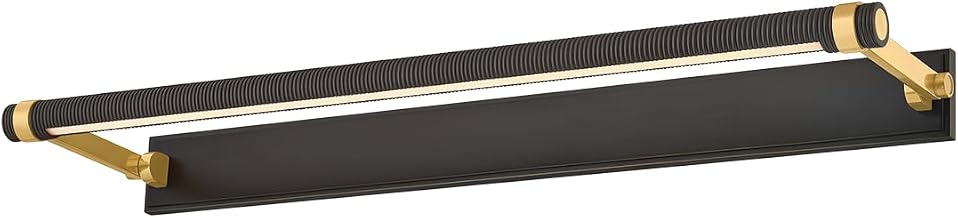 Hudson Valley Lighting Duell 1-Light 30" Picture Light | Aged Brass with Distressed Bronze Accents | Industrial LED Art Display Fixture with Knurled Shade & Streamlined Backplate | 7330-AGB/DB