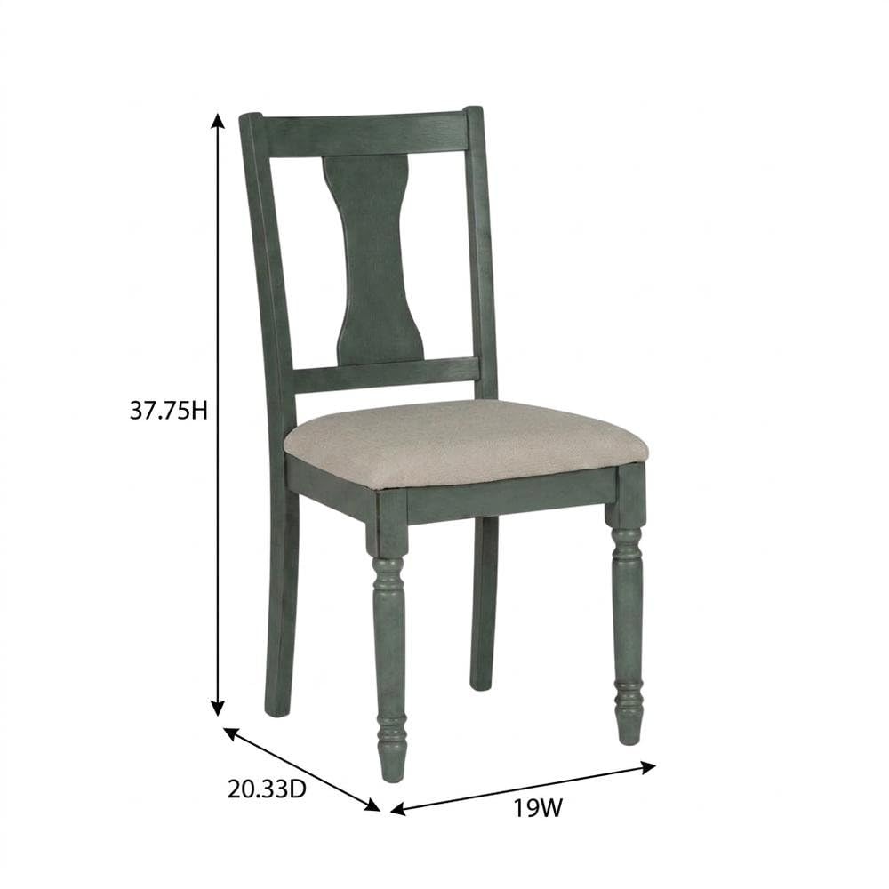 Blue Willow Side Chair Set of 2 with Comfortable Upholstered Seat by Furnifact – Rubberwood,Plywood, Blue, Pack of 2