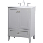 24 Inch Single Bathroom Vanity in Grey by Elegant Decor – 24" - Single, Engineered Wood, Brushed Nickel,grey, Model VF18024GR