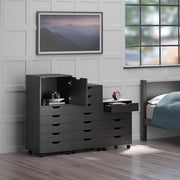 Winsome Black / 1 Door, 17 Drawers / Transitional Storage Drawer Units