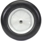 16" Ribbed Flat Free Wheelbarrow Tire by Marathon – 16"L x 3.6"W x 6"H, Steel, White Rim, Model 00001