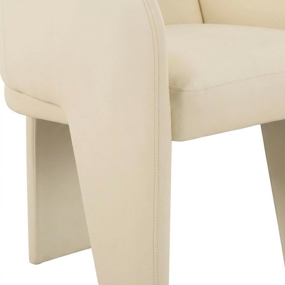 Vegan Leather-Upholstered Dining Chair with Spring Seat by Starlight Canyon Home – Engineered Wood, Beige