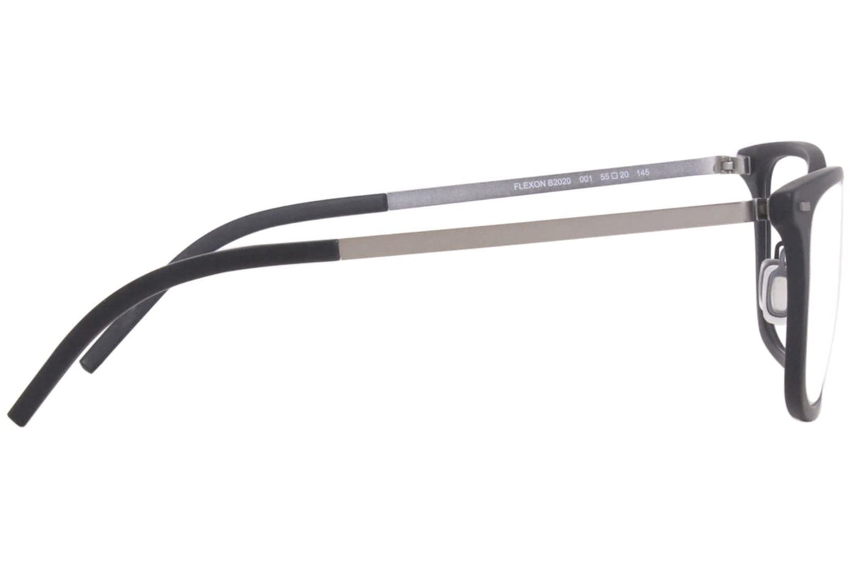 Eyeglasses B 2020 001 Black by Flexon – Lens-55 Bridge-20 Temple-145, Plastic, Black/Silver - 001, Model B2020