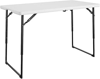 Cosco 4 ft. Centerfold Blowmold Adjustable Height Utility Table in White