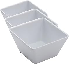 American Metalcraft MELSQ53 Endurance Melamine 5" Square Bowl, 23-Ounce, White (Pack of 3)