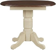 Starlight Canyon Home Brown 26-42 Inch Round Double Drop-Leaf Dining Table with Adjustable Length, Solid Rubberwood, Casual Style, Distressed Finish, Seats Four