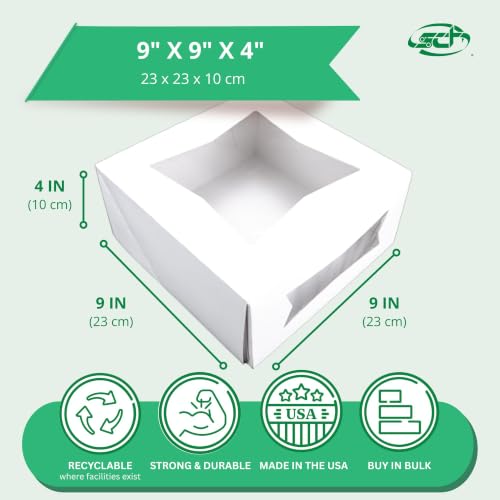 SOUTHERN CHAMPION TRAY 9" x 9" x 4" / White Window / White Bakery Take Out Containers