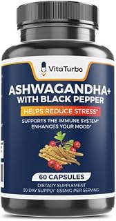 Organic Ashwagandha Supplement 655mg Organic Black Pepper Extract | 60 Pullulan Veggie Capsules - Pure Ashwagandha Root Withania Somnifera - Calm Energy, Mood Support & Focus Formula