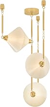 Solara 3-Light Chandelier | Vintage Polished Brass with Seeded Cloud Glass Shades | Celestial Modern Design for Dining Room or Living Space | Artistic Ceiling Fixture | 555-32-VPB