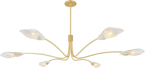 Hudson Valley Lighting Tenafly 6-Light Chandelier | Aged Brass Frame with White Swirl Piastre Glass Shades | Modern Floral-Inspired Chandelier for Dining Room or Entryway | 4906-AGB