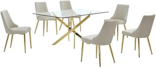 Clear Glass Dining Set with Velvet Upholstered Chairs