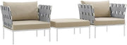 Beige 3-Piece Outdoor Patio Aluminum Sectional Sofa Set for Comfortable Outdoor Lounge, Weather-Resistant Frame, Contemporary Design