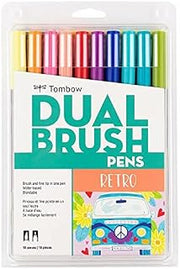 Tombow Dual Brush Pen Art Markers (10-Pack, Retro)