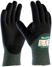 Protective Industrial Products Medium Green And Black MaxiFlex Cut By ATG Engineered Yarn Cut Resistant Gloves With Continuous Knitwrist, Dotted Palm And Fingers And Reinforced Thumb Crotch. - 2 Pair