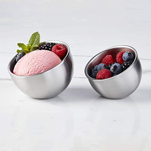 Double-Wall Angled Mini Stainless Steel Sauce Bowl by American Metalcraft – 2.5 ounces, Stainless Steel, Silver, Model DWS2