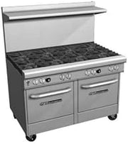 Southbend 4482EE-6L 48" Ultimate Restaurant Gas Range w/ 3 Star-Saute Burners, 2 Wavy Grate Burners, 2 Pyromax Burners Back Left & (2) Space Saver Ovens