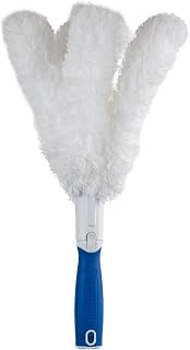 UNGER Connect and Clean Microfiber Feather Duster for Household Cleaning and Dusting, Cleans Fragile Objects, Glassware, Vases, Picture Frames, Machine Washable, Compatible with Threaded Pole