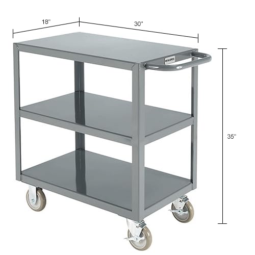 Steel Utility Cart w/2 Shelves by Global Industrial – Alloy Steel, Gray, Model GWC-2S-1830