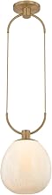 Troy Lighting JOVE 1-Light Pendant | Patina Brass Finish | Cloud Seeded Glass Shade | Sculptural Jewelry-Inspired Ceiling Light | Adjustable Braided Cord Design | 10.25" W x 16.25" H | F7510-PBR