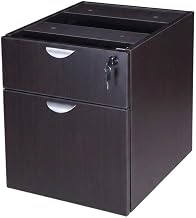 Mahogany Wood Hanging File Pedestal with Box and File Drawers, Under-Desk Fixed Pedestal File Cabinet for Home or Office Desk