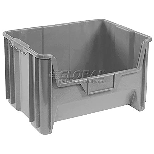 Plastic Hopper Bin by Global Industrial – 15.25"L x 19.88"W x 12.44"H, Plastic, Gray, Pack of 3, Model QGH700GY
