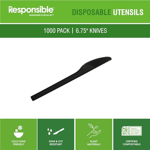 Responsible Products 6.75" Knives Black (1000 Count) / Black / Modern Knives