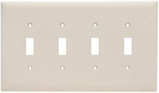 Legrand Pass & Seymour TPJ4LA Trademaster Jumbo Oversized Unbreakable Nylon Wall Plate, 4 Gang, Four Toggle Cover, Light Almond (1 Count)