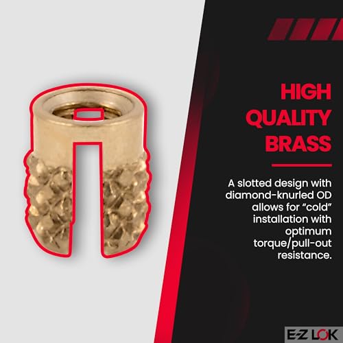 E-Z LOK 2-56 Pack of 50 / One Size / Gold Press-In Inserts
