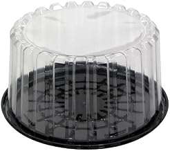 Deep Plas Cake Cntnr 8In W/Dome Lid Bla/Cle 2/50