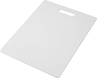 Farberware Large Cutting Board, Dishwasher- Safe Plastic Chopping Board for Kitchen with Easy Grip Handle, 11in by 14in, White