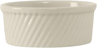 Tuxton China BEX-2104 Soufflé, 21 oz., 5-3/4" Diameter x 2-3/8"H, Swirl, Microwave and Dishwasher Safe, Oven Proof, Fully Vitrified, Ceramic, DuraTux, American White/Eggshell, Pack of 12