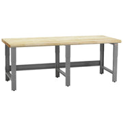 36 x 120 x 30 to 36 in. Adjustable Height Roosevelt Workbenches with 1.75 in. Thick Solid Maple Lacquered Butcher Block & Round Front Edge Top Gray by BenchPro – Model