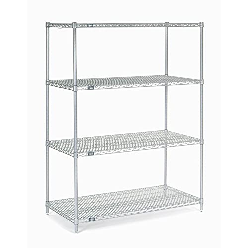 24486C Chrome Wire Shelving by Nexel – 48" W x 24" L x 63" H, Alloy Steel, Chrome, Model 188410