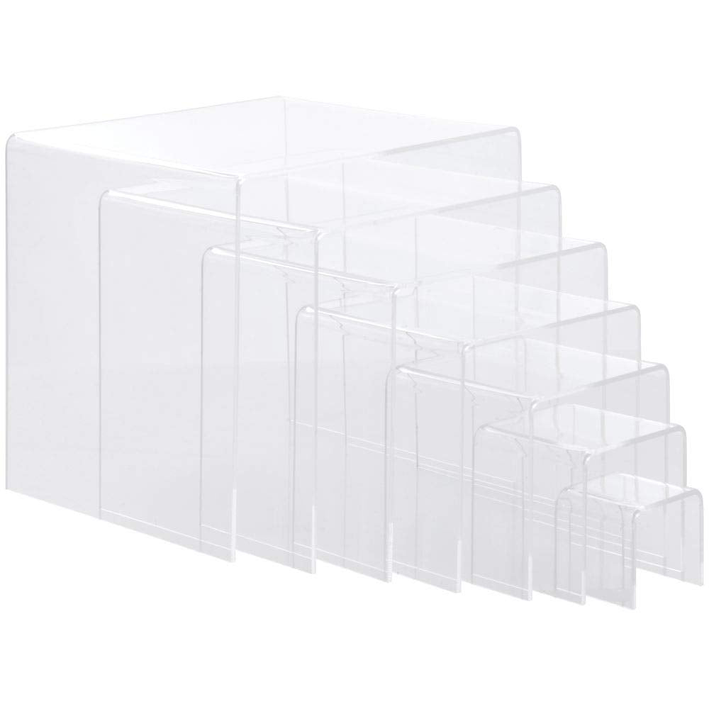 Clear Acrylic Risers Set of by AARCO DISPLAY PRODUCTS – Acrylic, Clear, Pack of 7, Model 1046