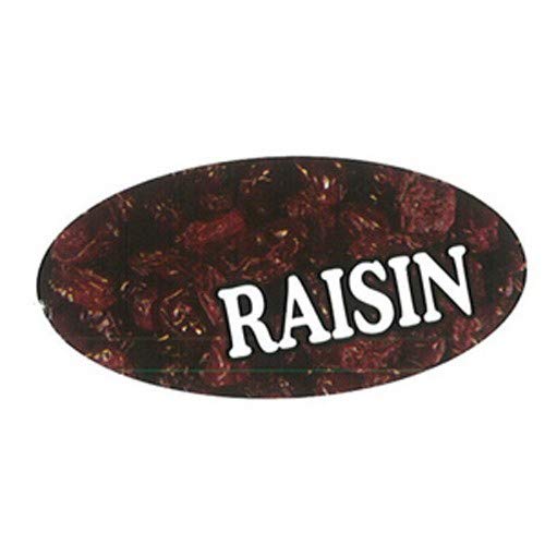 Oval Raisin Flavor Label by Specialty Printing – 1.968*0.968 inches, Paper, Black, Pack of 1000, Model PL578
