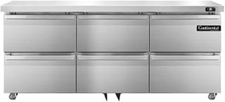 DL72-SS-U-D Designer Line Three Section Undercounter Refrigerator, 72" W, Full Stainless & Six Drawers