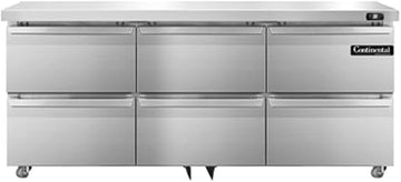 DL72-SS-U-D Designer Line Three Section Undercounter Refrigerator, 72" W, Full Stainless & Six Drawers