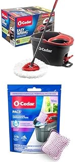 EasyWring Microfiber Spin Mop & Bucket Floor Cleaning System Bundle with O-Cedar PACS Hard Floor Cleaner (Lavender, 10 Count)